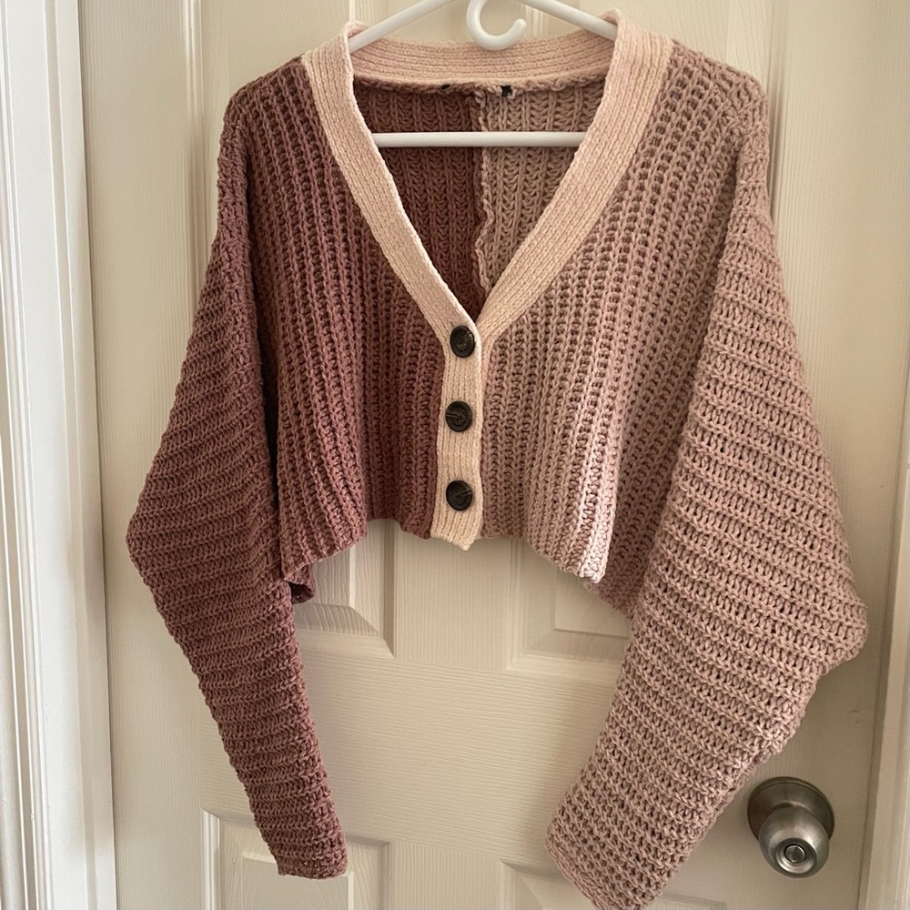 FREE PEOPLE COLOR-BLOCK KNIT CARDIGAN